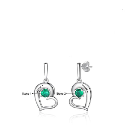 Custom Heart Birthstone Earrings|www.balibeachfashion.com