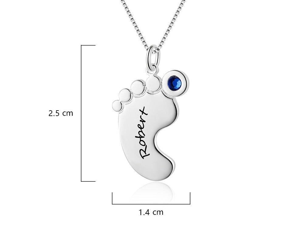 Baby Feet Personalized Birthstone Necklace