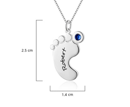 Baby Feet Personalized Birthstone Necklace